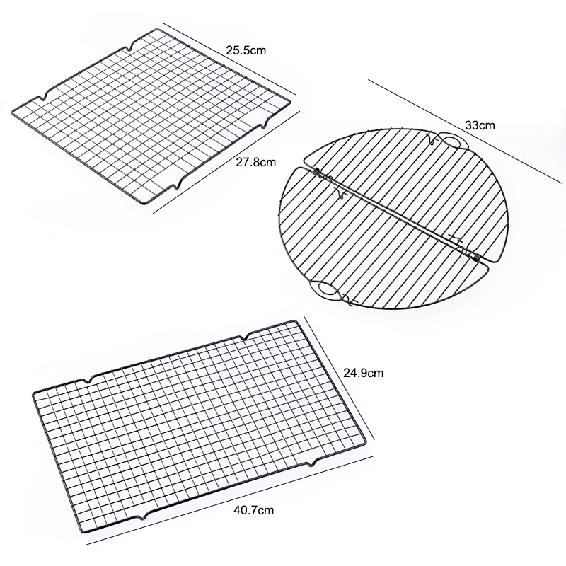 FAISDU1pcs Single Layer Stainless Steel BBQ Bread Cake Cooling Rack Drip Dry Rack Cooling Grid Baking Pan Household Baking Tools