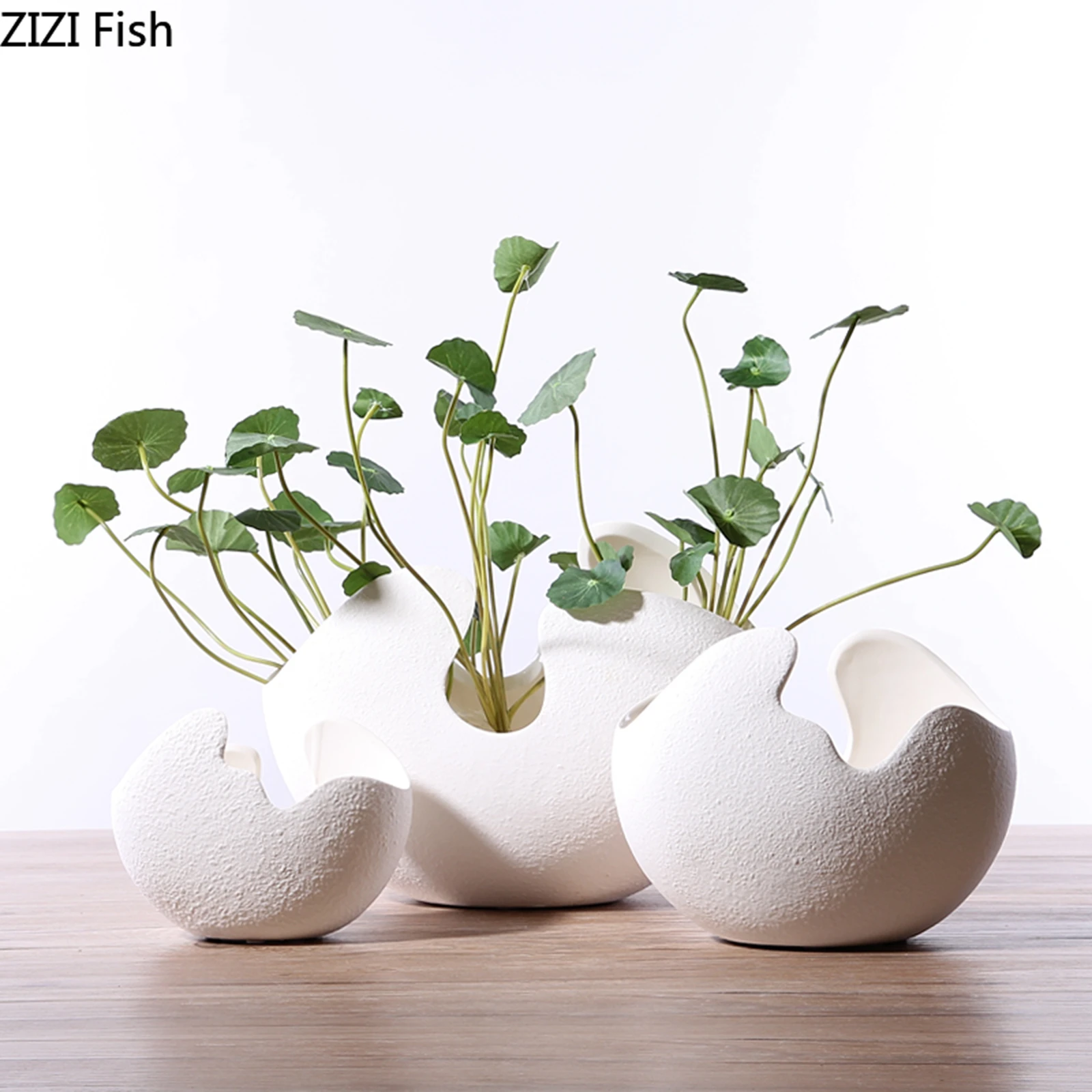 Imitation Eggshell Vase Creative Flower Ceramic vase Chinese crafts Porcelain Hydroponic Flower Pots Living Room Art Decoration