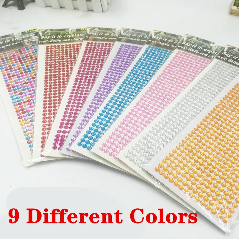 504pc 6MM Self Adhesive Acrylic Rhinestone For Phone PC Car Decal Styling Accessory Nail Arts Diamond Scrapbooking Craft Sticker