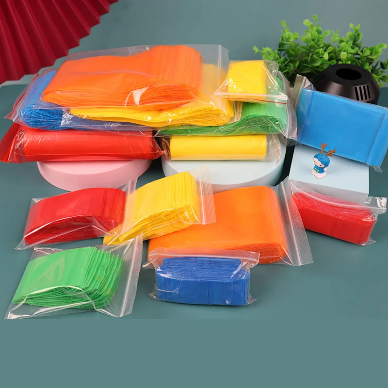 Red Yellow Blue Green Orange Black Mini Plastic Zip Lock Plastic Package Bags PE Small Jewelry Gift Storage Ziplock Pouches