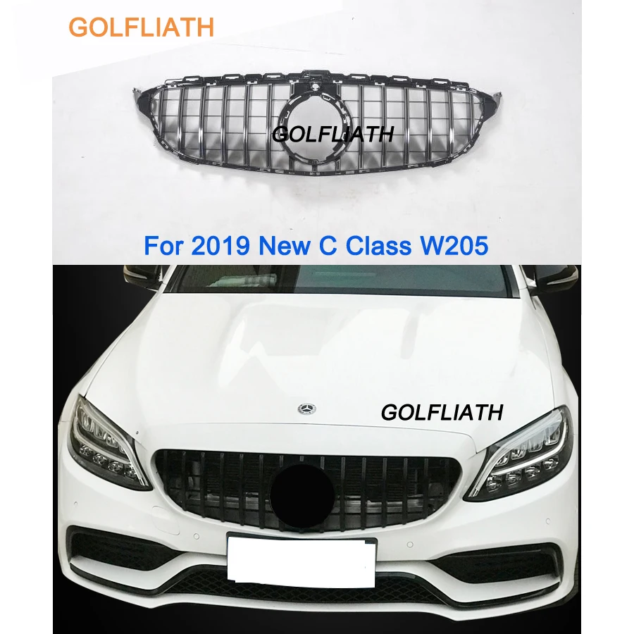 

For new C Class W205 GT R ABS Front Bumper Mesh Grill Grille For mercedes C180 C200 C260 C300 Sports 2019