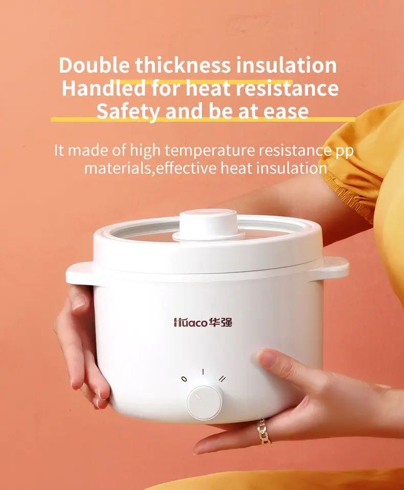 Huaco 2l panela de cozinha elétrica única/dupla camada multifuncional frigideira cozinha do agregado familiar máquina antiaderente frigideira 220v