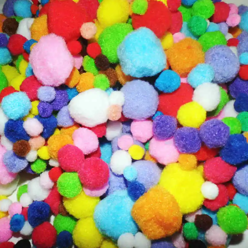 50Pcs Mix Grootte Pompom Pom-Poms Ambachten Materiaal Pop Accessoires Vroeg Leren Educatief Speelgoed Kleuterschool Activiteit Items Oem