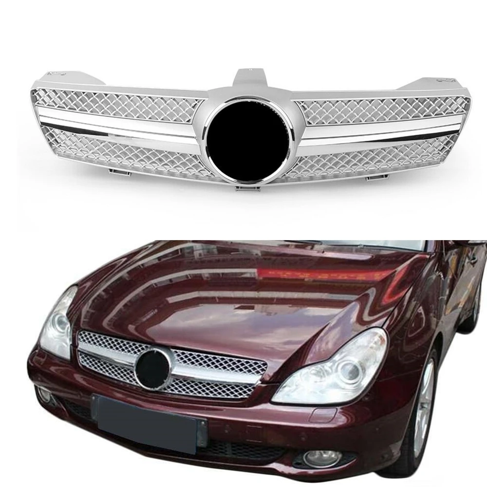 

Chrome Front Grille Racing Grills For Mercedes Benz W219 CLS Class 2005-2008 CLS350 CLS500 CLS600 AMG Car Upper Bumper Hood Mesh