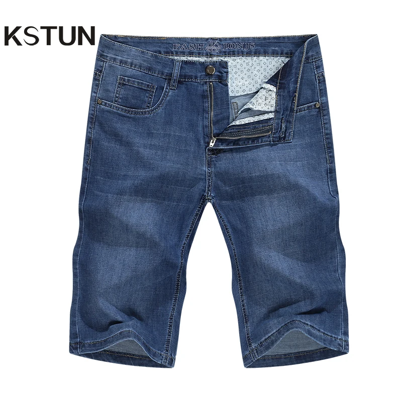 Summer Denim Shorts For Men Jeans Straight Cut Business Casual Ultrathin Stretch Fashion Pockets Men's Cropped Pants Cowboys