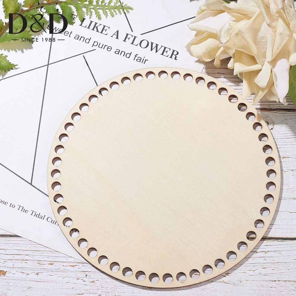 2pc 5.4 Inch Natural Wooden Basket Bottom Circle Blank Solid Crochet Basket Wood Base For DIY Basket Weaving Craft Making