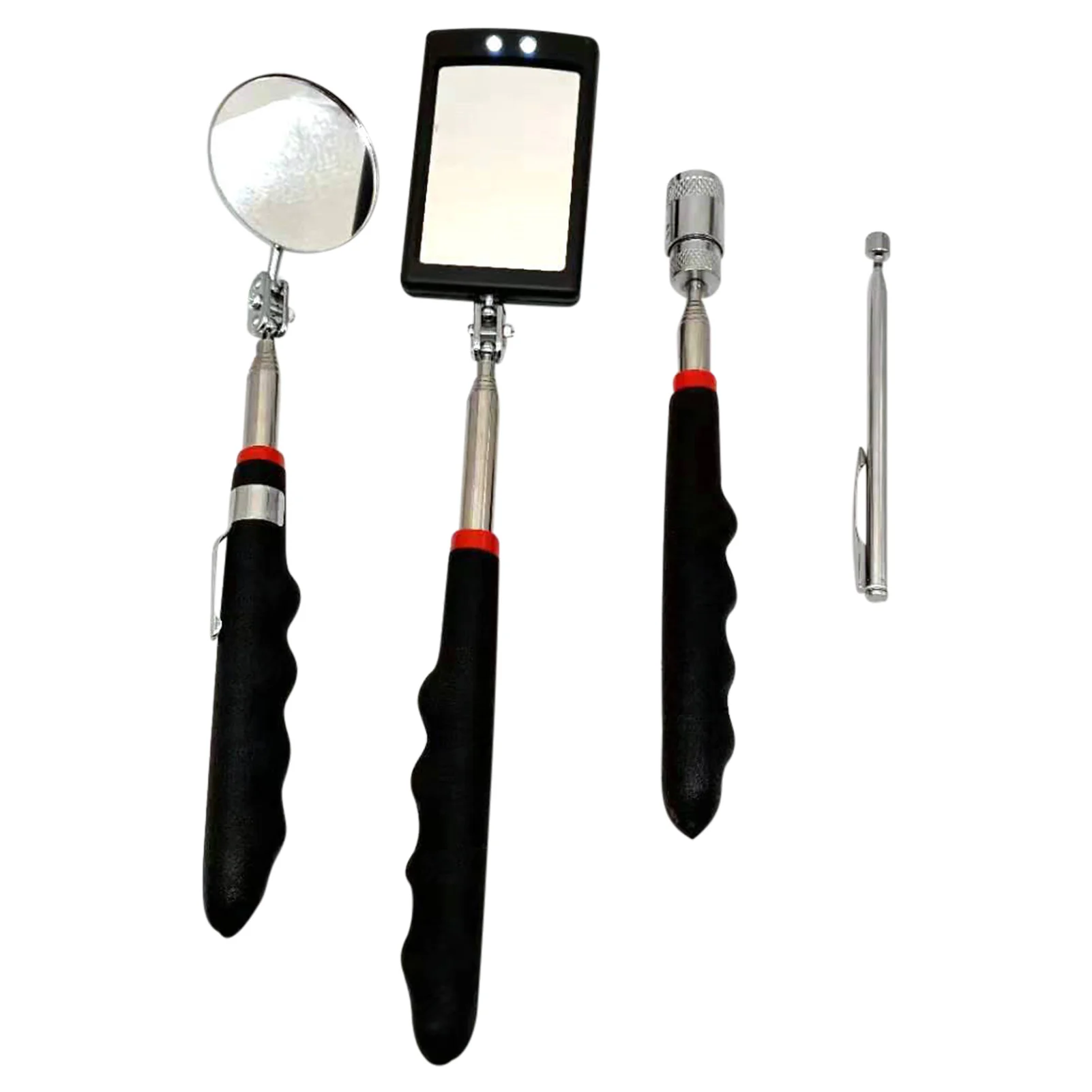 Inspection Mirror LED Light Telescoping Mirrors 360 Rotation Mechanic Tools Magnetic Mirror Telescopic Handle Repairing Tools