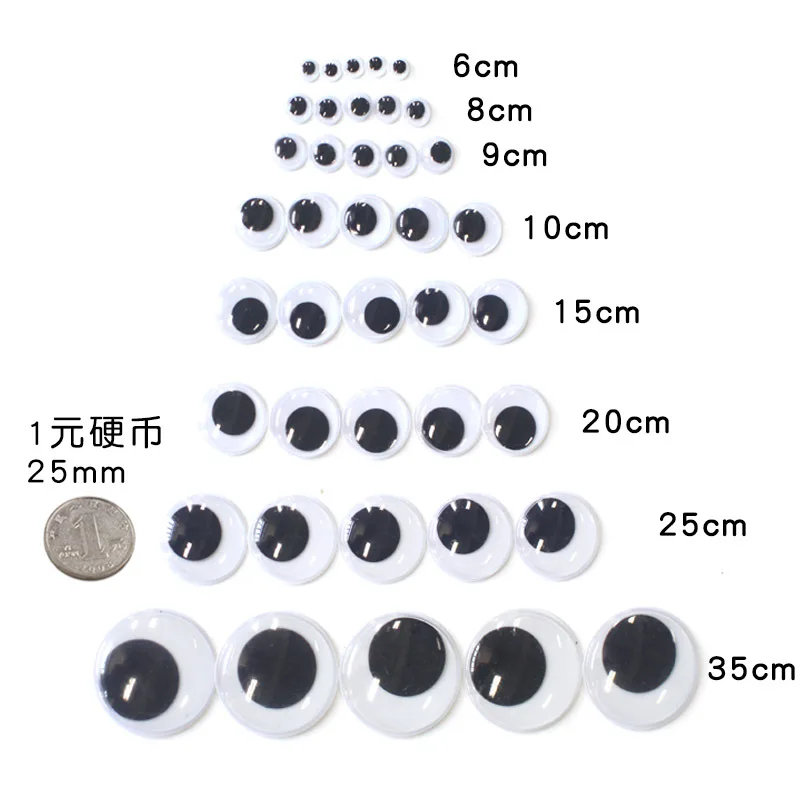 100pcs/pack 6-25mm Plastic DIY Crafts Eyes Accessories With Adhesive For Children's Toy Animal Dolls Painting Eye Decoration