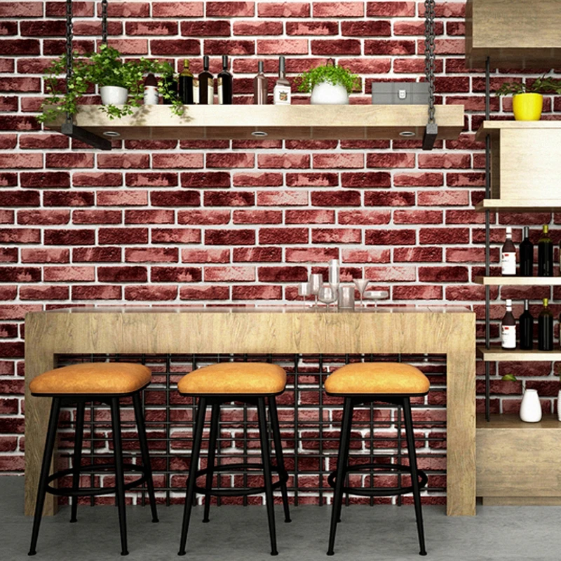 

wellyuRustic 3d Faux Brick mural Roll Waterproof Vinyl PVC Retro Industrial Loft Wall Paper Red Brown Grey Purple Washable