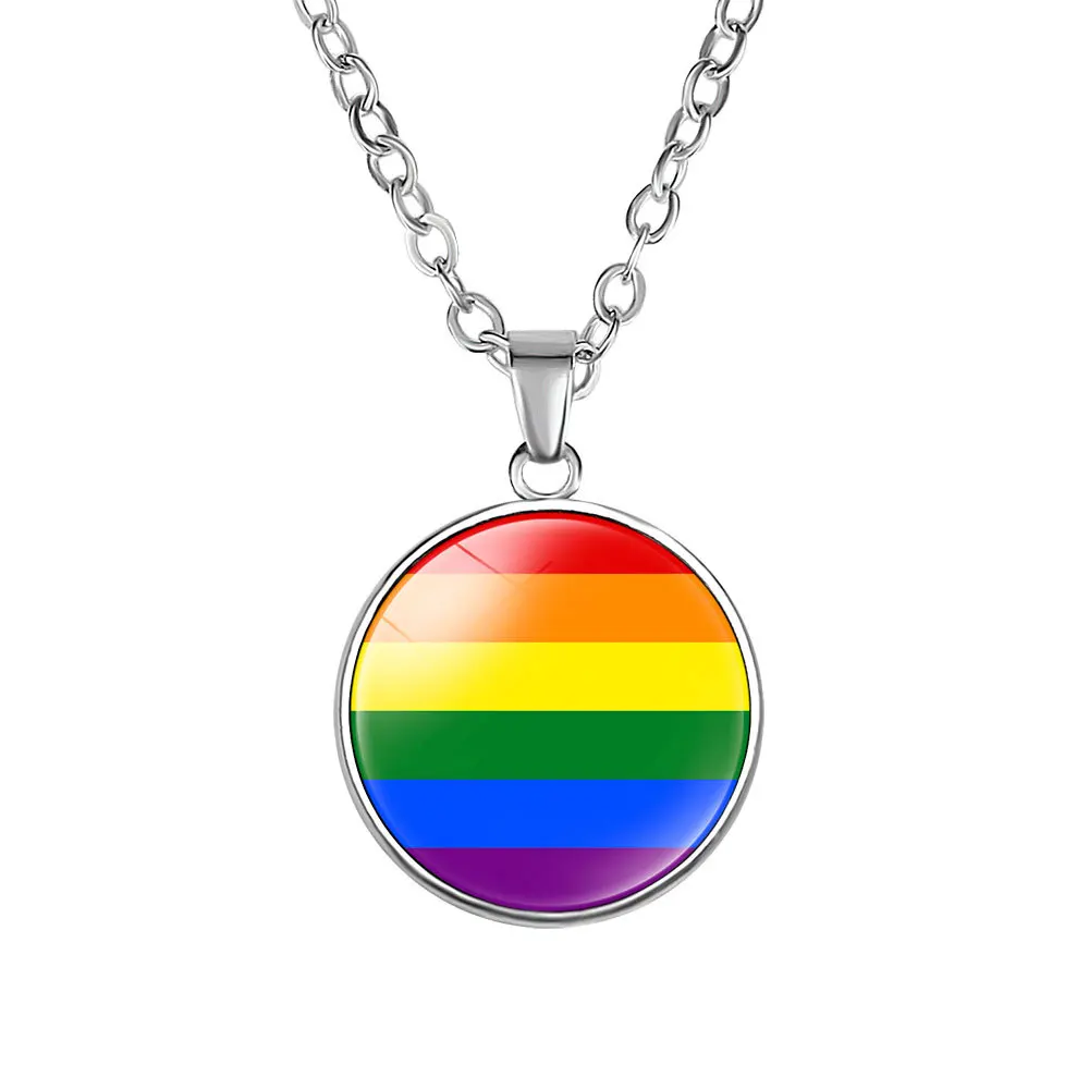 Gay Pride Necklace Rainbow Flag Infinity Love Lesbian Pride LGBT Pendant Unique Design Glass Necklace Men Women Jewelry Gift