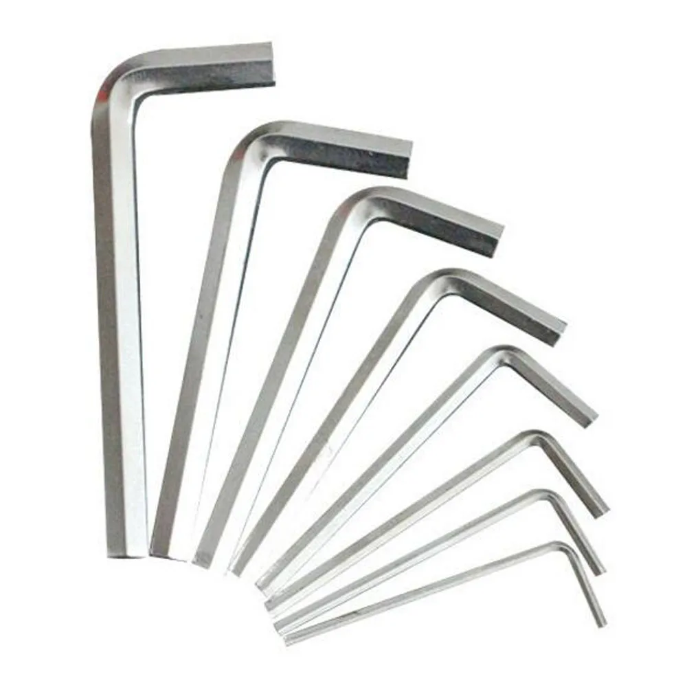 10 PCS Allen Wrench Nickel Plated L Shaped Silver Hex Hexagon Key Allen wrench 1.5mm 2mm 2.5mm 3mm 4mm 5mm 6mm 8mm 10mm 12mm