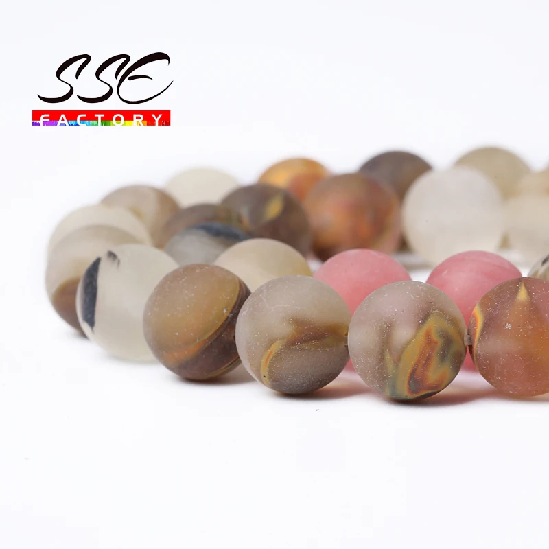 Natural Matte Watermelon Tourmaline Beads Natural Stone Round Loose Beads 4mm -12 mm For Jewelry Making Bracelet Wholesale 15