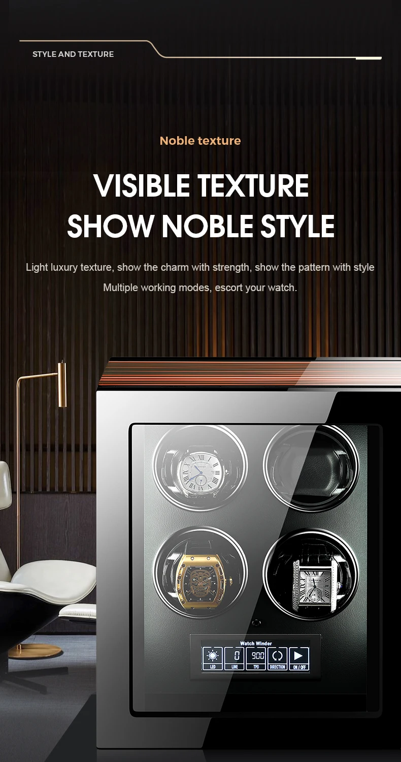 Luxury Automatic Watch Winder 2 4 6 9 12 24 Watches with Mabuchi Motor LCD Touch Screen and Remote Control Watch Storage Box