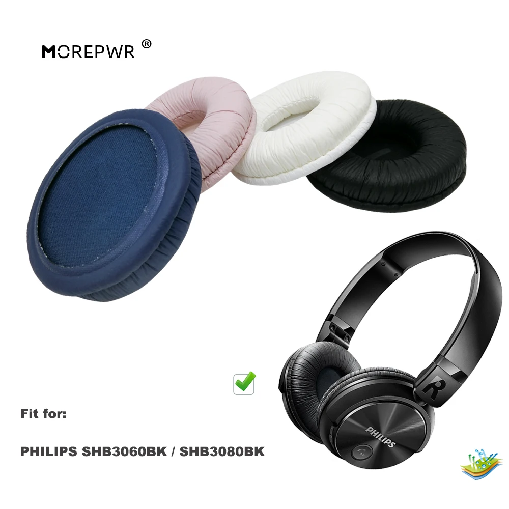 

Morepwr Replacement Ear Pads for PHILIPS SHB3060BK SHB3080BK Headset Parts Leather Cushion Earmuff Earphone Sleeve Cover