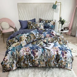 Tropical Leaves Flowers Duvet cover set Silky Soft 100%Egyptian Cotton Bedding set Queen King Bed sheet Quilt Cover Pillowcases