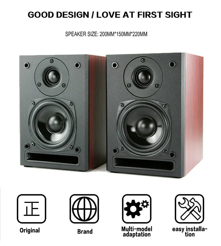 

Car Audio Speaker Pair Wooden Desktop Computer Speakers Wall Mount Hifi Bass Stereo Music Player Subwoofer Sound Box