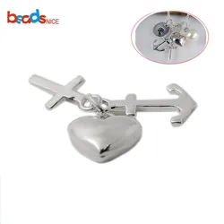 Beadsnice ID28436 personalized silver 925 cross anchor heart charms diy faith hope love charm as a gift for her