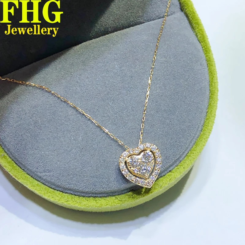 

18k Au750 White Gold Natural diamond Necklace 0.3Carat Heart Necklace Wedding Party Engagement Anniversary Fashion Elegance