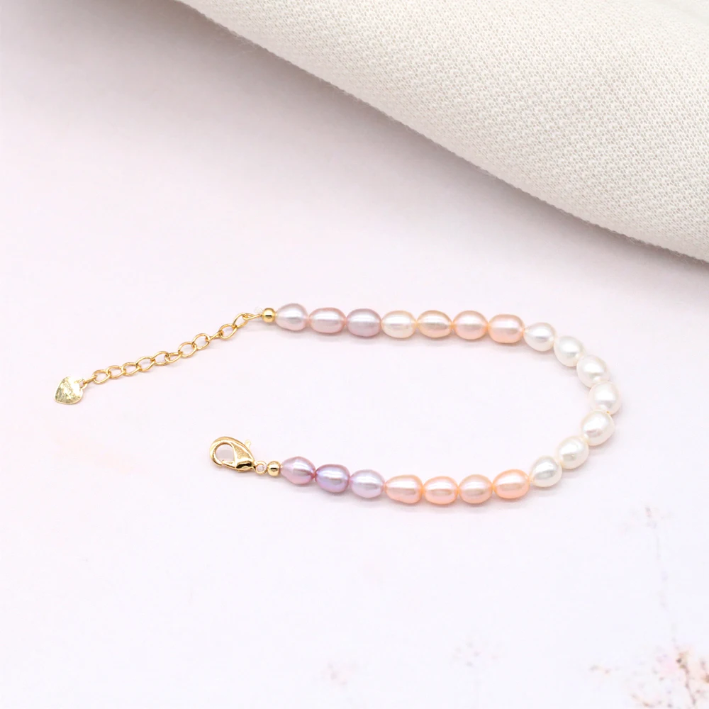 

Natural Oval Pearl Bracelets 6-7mm Freshwater Pearl Jewelry Gift For Women Fashion BraceletsPearl Lady Bracelet PB001