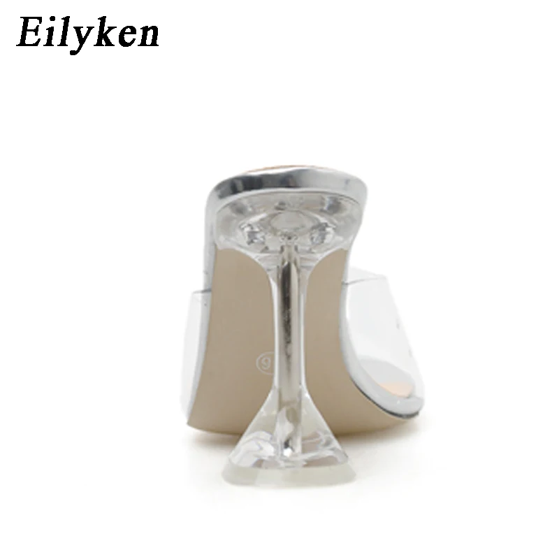 Eilyken Green PVC Jelly Slippers Open Toe Perspex Sike High Heels Crystal Women Transparent Sandals Pumps Shoes