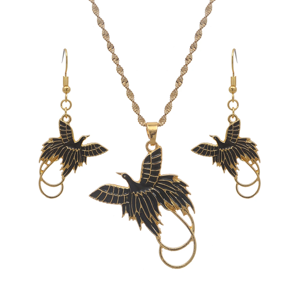 PNG Bird Necklace Earrings Sets for Women Gold Color Papua New Guinea Party Jewelry Style