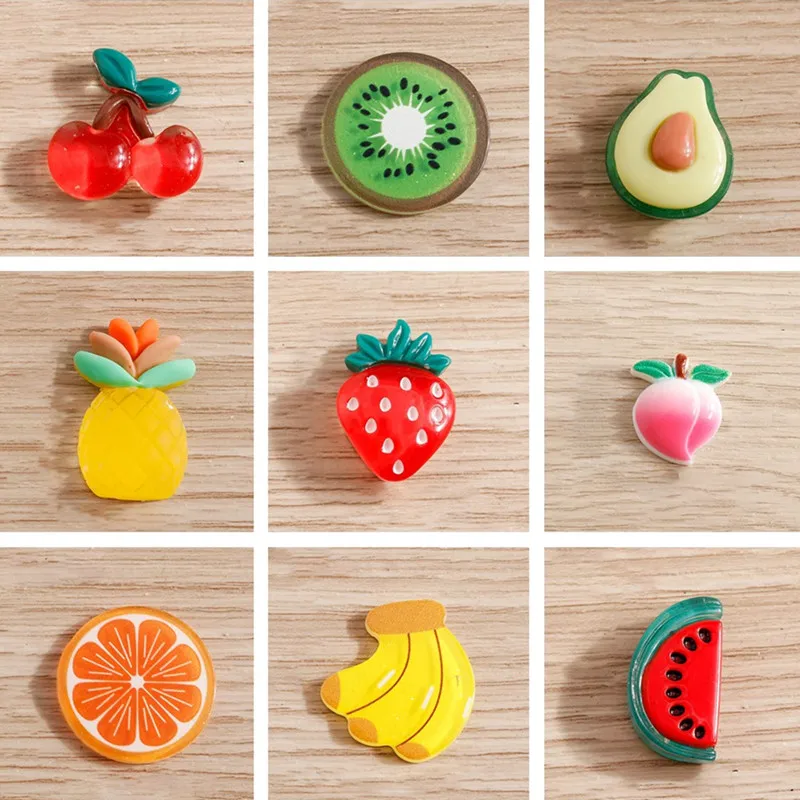 10 pz/lotto resina frutta Flatback Scrapbook artigianato per la fabbricazione di gioielli ciliegia pesca Banana cabochon fai da te tornante spilla