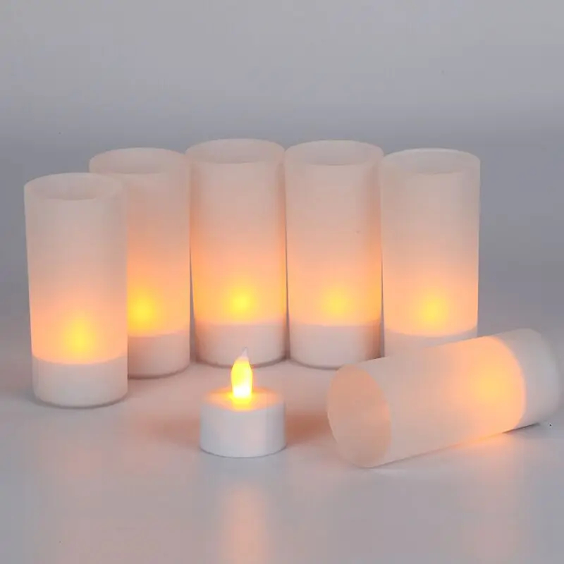 

4/6/12pcs Creative LED Candle Lamp Rechargeable Flickering Candle Night Light Simulation Flame TeaLight Home Wedding Decoration