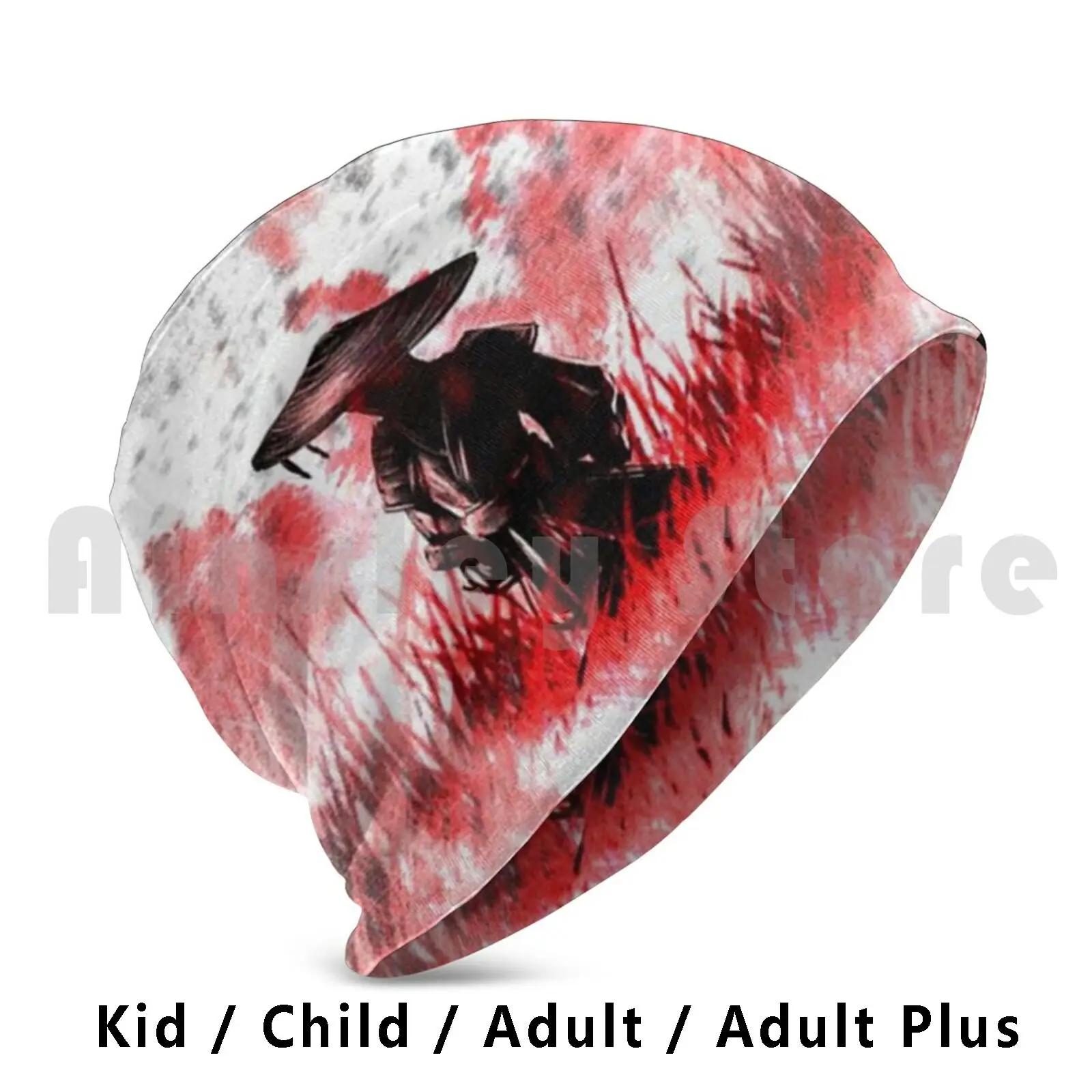 Ghost In Red Artwork Beanie Hedging Cap DIY Print Cushion Ghost Of Tsushima Shinobi Ghost Tsushima Combat Japanese Anime