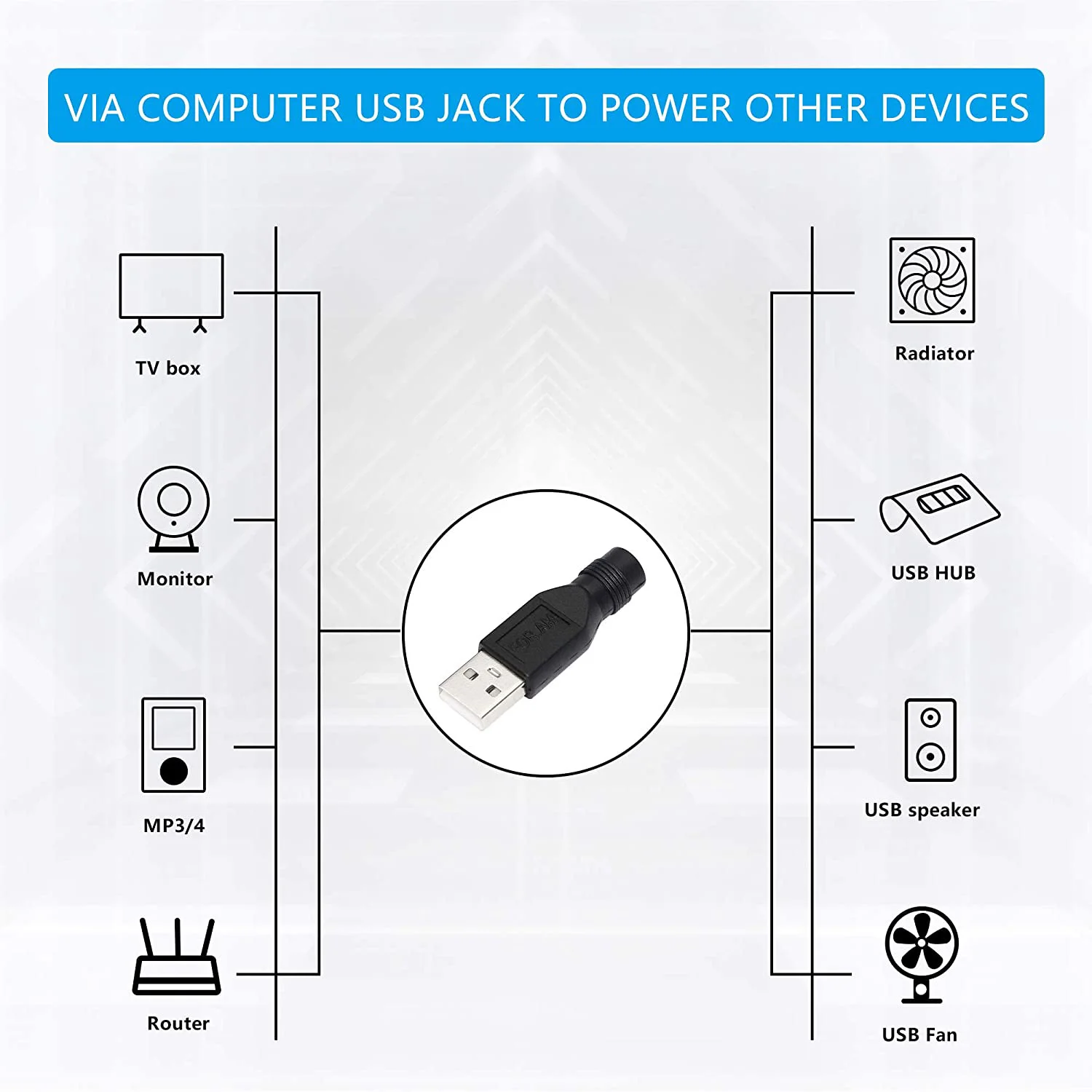 USB 2.0 A형(수) - 3.5mm X 1.35mm DC(암) 커넥터 충전 배럴 잭 전원 어댑터 (소형 DC 또는 USB 전자기기 충전용)