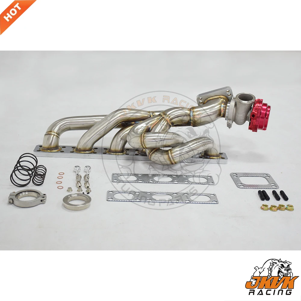 JKVK RACING Equal length Turbo Manifold + 44mm Wastegate For E36 E39 M50 M52 S50 S52 With T3 or T4 Flange 1990-2001