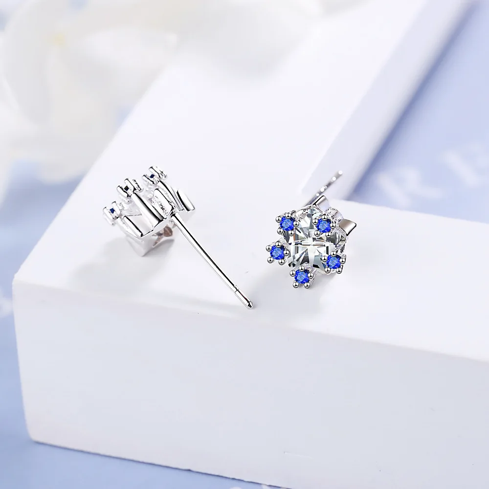 New 925 sterling silver stud earrings package inserts can not afford to drill five-pointed star wild section mini ear bone nail