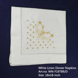 Set of 12 Fshion Handkerchiefs White linen Hemstitched Border Table Napkin 18