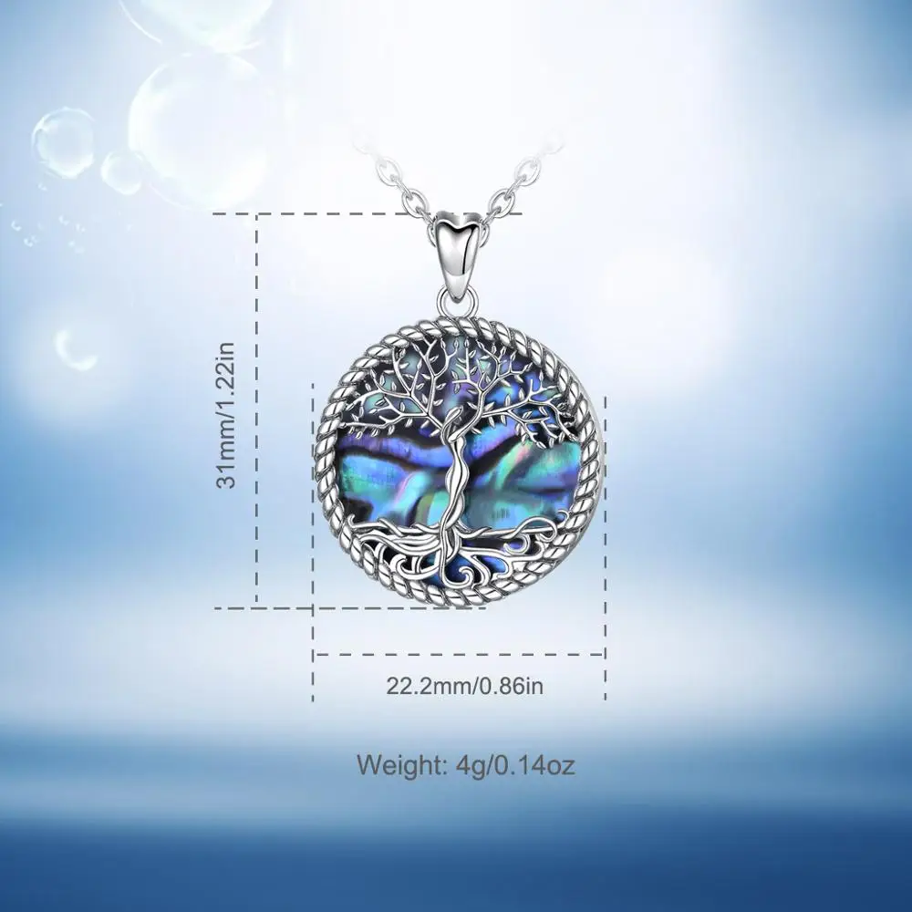 EUDORA 925 Sterling Silver Tree of Life Pendant Tree Leaf & Goddess Mother of Pearl Necklace Vintage Jewelry with Box D475MB