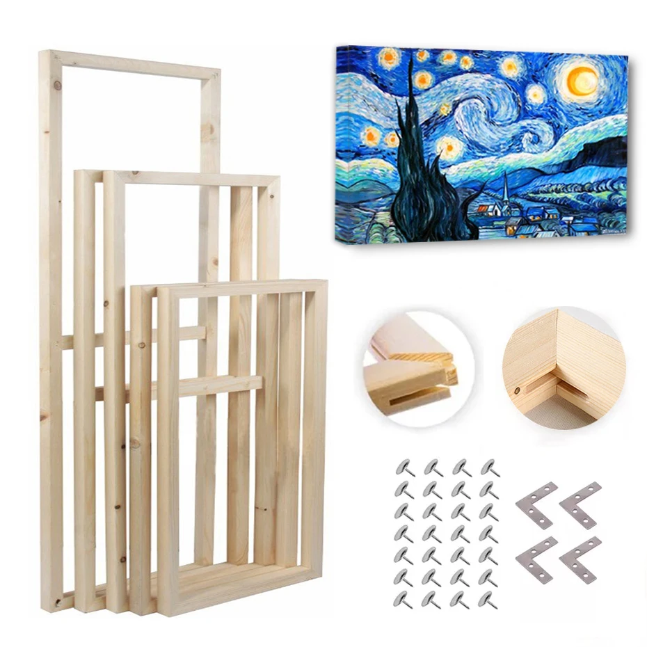 Kit de marco de fotos en lienzo de madera maciza, barras de camilla DIY para impresiones en lienzo, pintura al óleo de diamante, galería de Arte de pared de madera, decoración del hogar