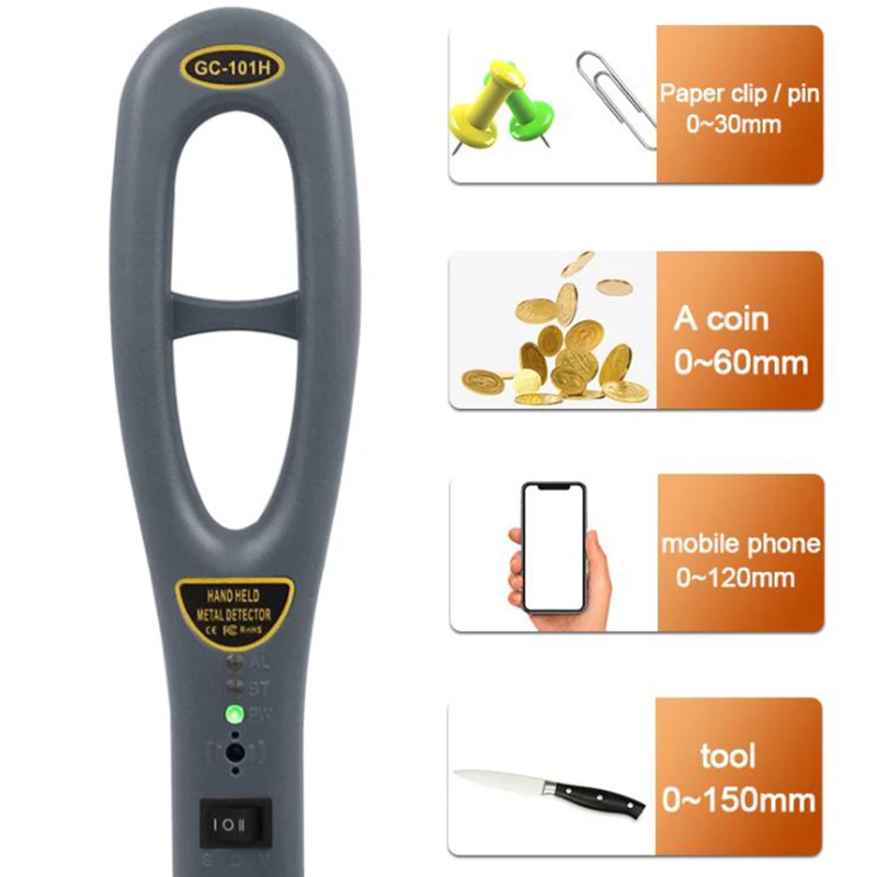 Highly Sensitive Hand-Held Metal Detector Gold Metal Finder Security Scanner