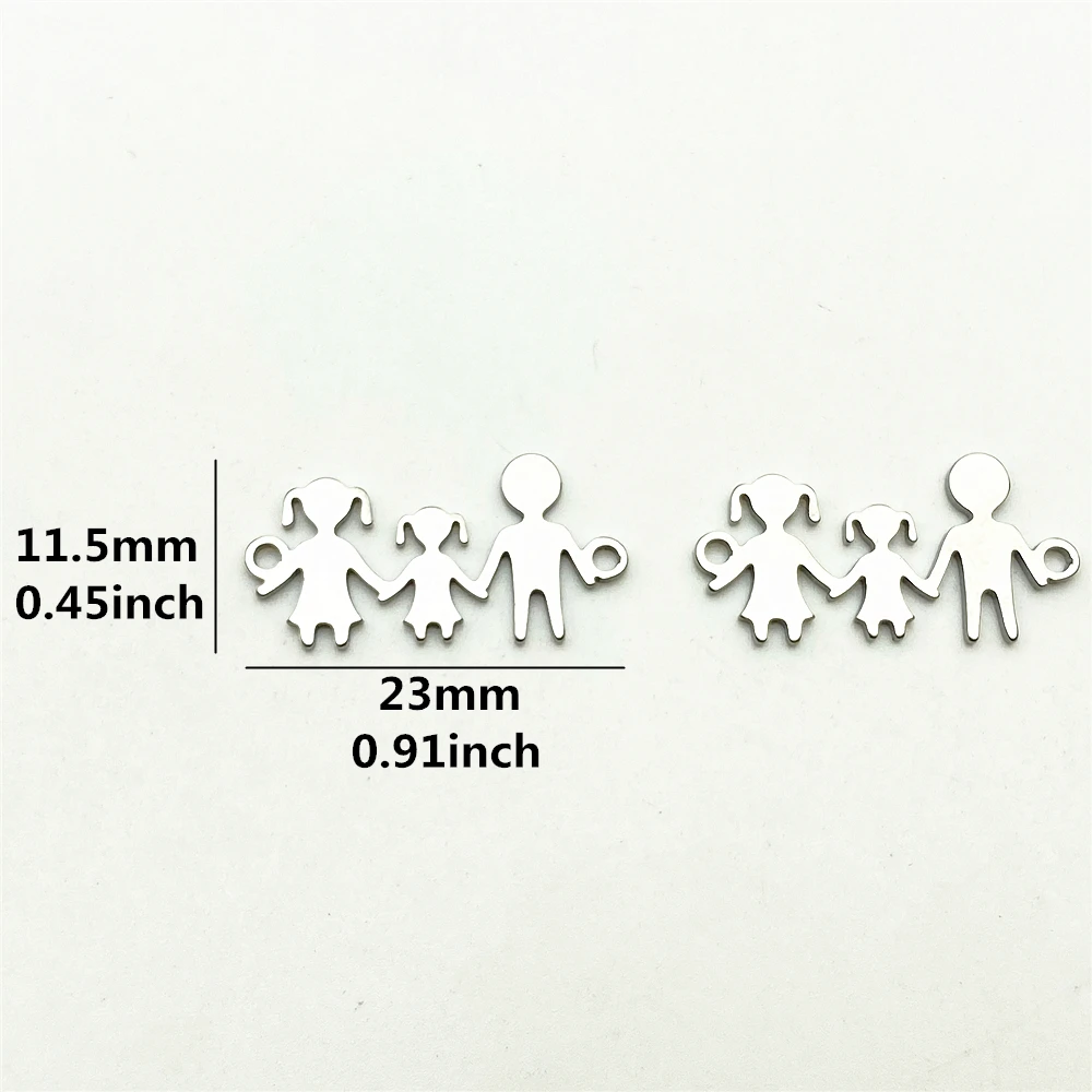 10pcs/lot Stainless Steel Angel Bless with Family Love Charms Fit Bracelet Connectors Charm Jewelry Handmade Diy Jewelry Make
