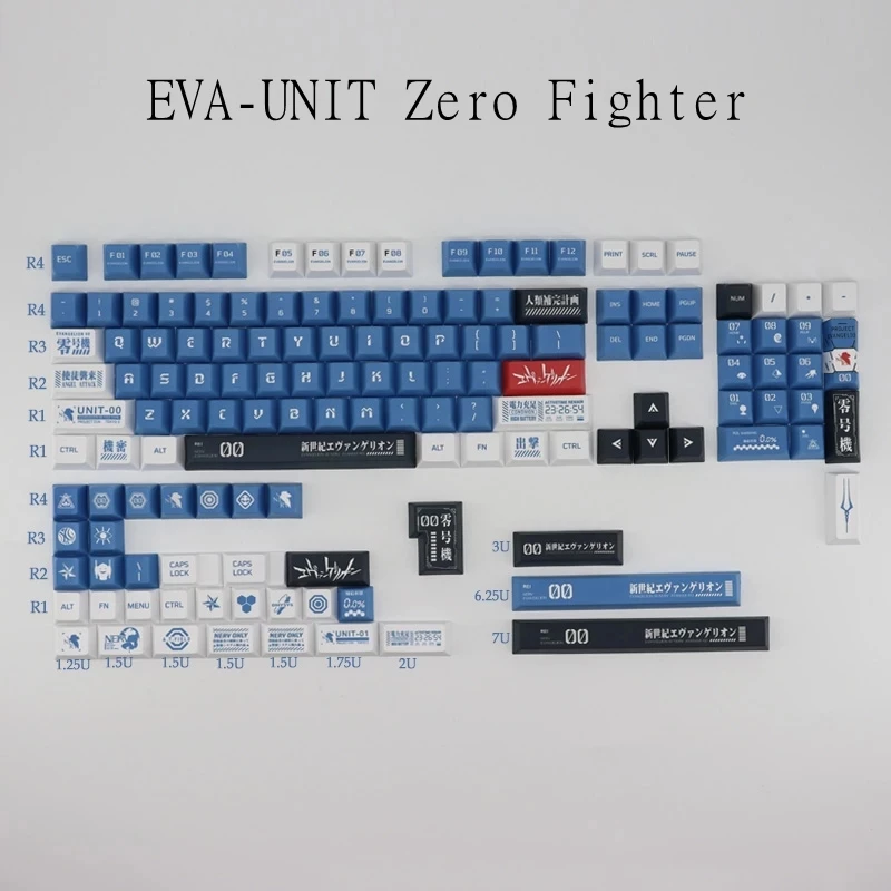 Anime PBT EVANGELION-01 Keycaps EVA Cherry Profile DYE-Sublimation With 1.75U 2U Shift 3U 7U Space Bar For Mechanical Keyboard