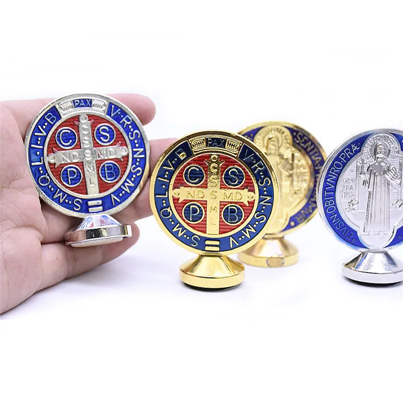 Colorful Holy Medal Saint Benedict Decoration Casting out devils  Religious Church Relics Gift Giveaway religioso Gift 4.7x5.5cm