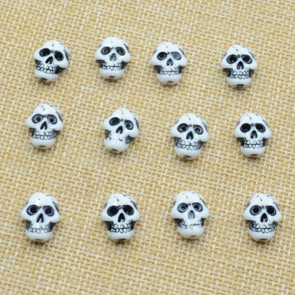 BOLIAO 10Pcs 12*16mm Skull Resin Scrapbook Clothes/Bags/Hats Decoration Craft DIY