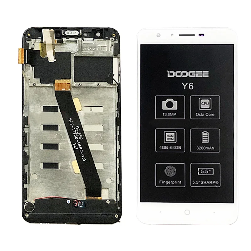 For Doogee Y6 LCD Display+Touch Screen Digitizer Glass Panel Replacement 5.5 inch For Doogee Y6C/Y6 Piano Phone Parts