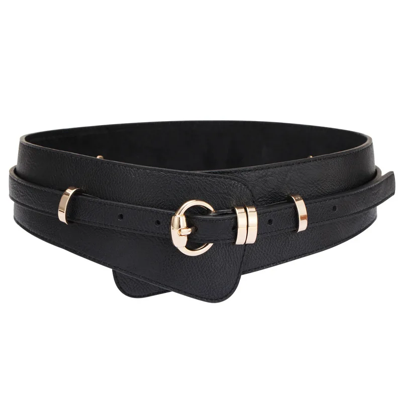 Fashion Lychee Needle Buckle Women Wide Belt Windbreaker Waist Ladies Wide Belt  cowhide Waist sealing Black khaki