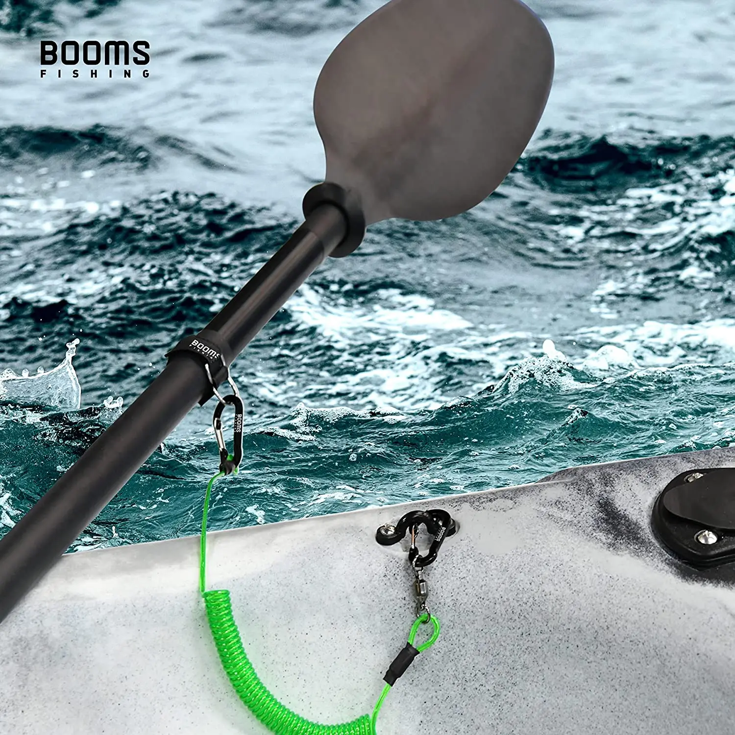 Booms Fishing T02RB1 Angelrute Tether Boot Kajak Paddel 2M Heavy Duty Elastizität Lanyard für Angelwerkzeuge Stangen Riemen 4 teile/satz – Detail 6