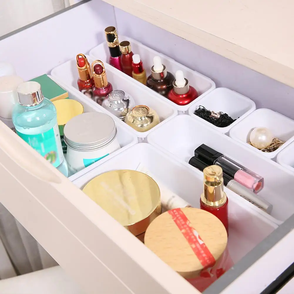 Make Up Organizer Trays Home Office Storage Kitchen Bathroom Closet Desk Box Drawer Cutlery Cosmetics Stationery Packaging Box