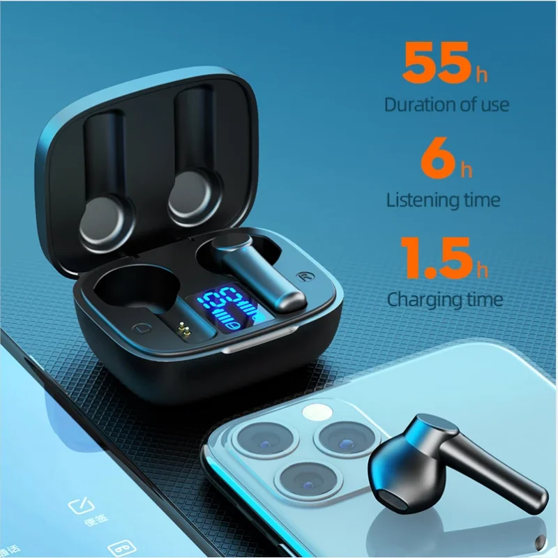 LB-8 Bluetooth Earphones Led Display Handfree Sport Waterproof  Noise Reduction Stereo Touch Control Tws Wireless Gaming Headset