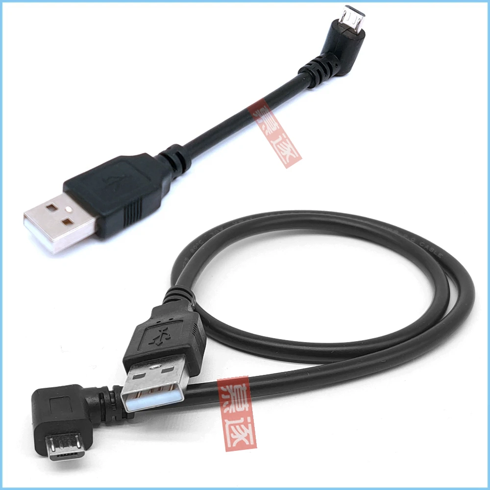 Cable conector de carga de datos para tableta, Micro USB macho a USB macho de 90 grados, arriba, abajo, izquierda y derecha, 25cm, 50cm, 2m, 1m