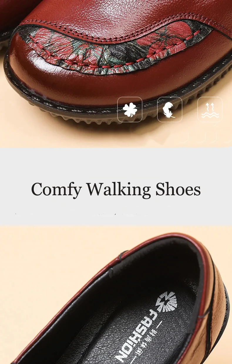 Echt leder Ballerinas Schuhe Frauen Vintage Luxus hochwertige Slipper Damen Mokassins lässig elegante Damen breite Schuhe – Detail 29