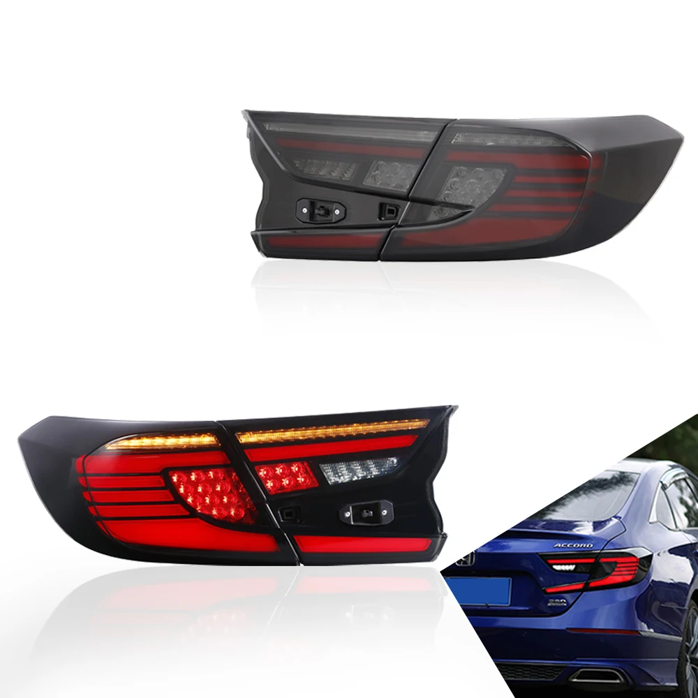 Taillights For Honda Accord 2018 2019 2020 Smoked Red 2Colors with Rear Lamps Dynamic LEDs Car Accessories