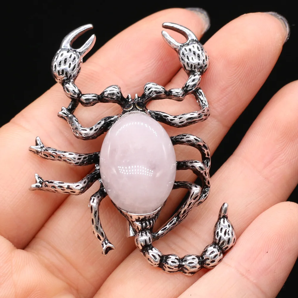 Natural Stone Brooches Lady Girl Pin Rose Quartzs Agates Pendants for Women Weddings Banquet Party Brooches Pins Gifts 32x52mm