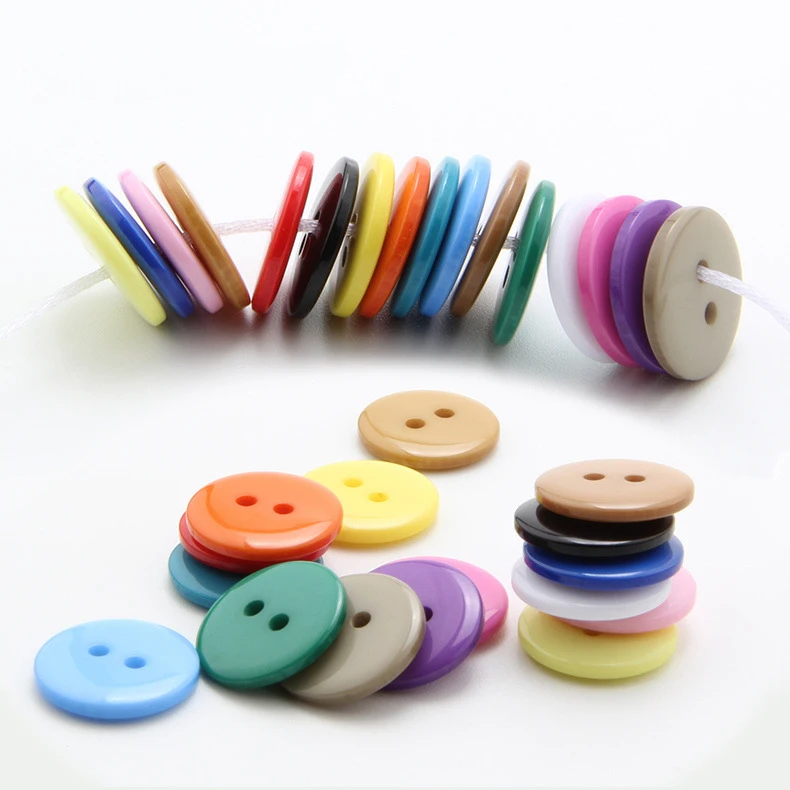 100 PCs 10mm Resin Sewing Buttons Scrapbooking Round 2 Holes Colorful Button For Scrapbooking Apparel Crafts DIY Decoration