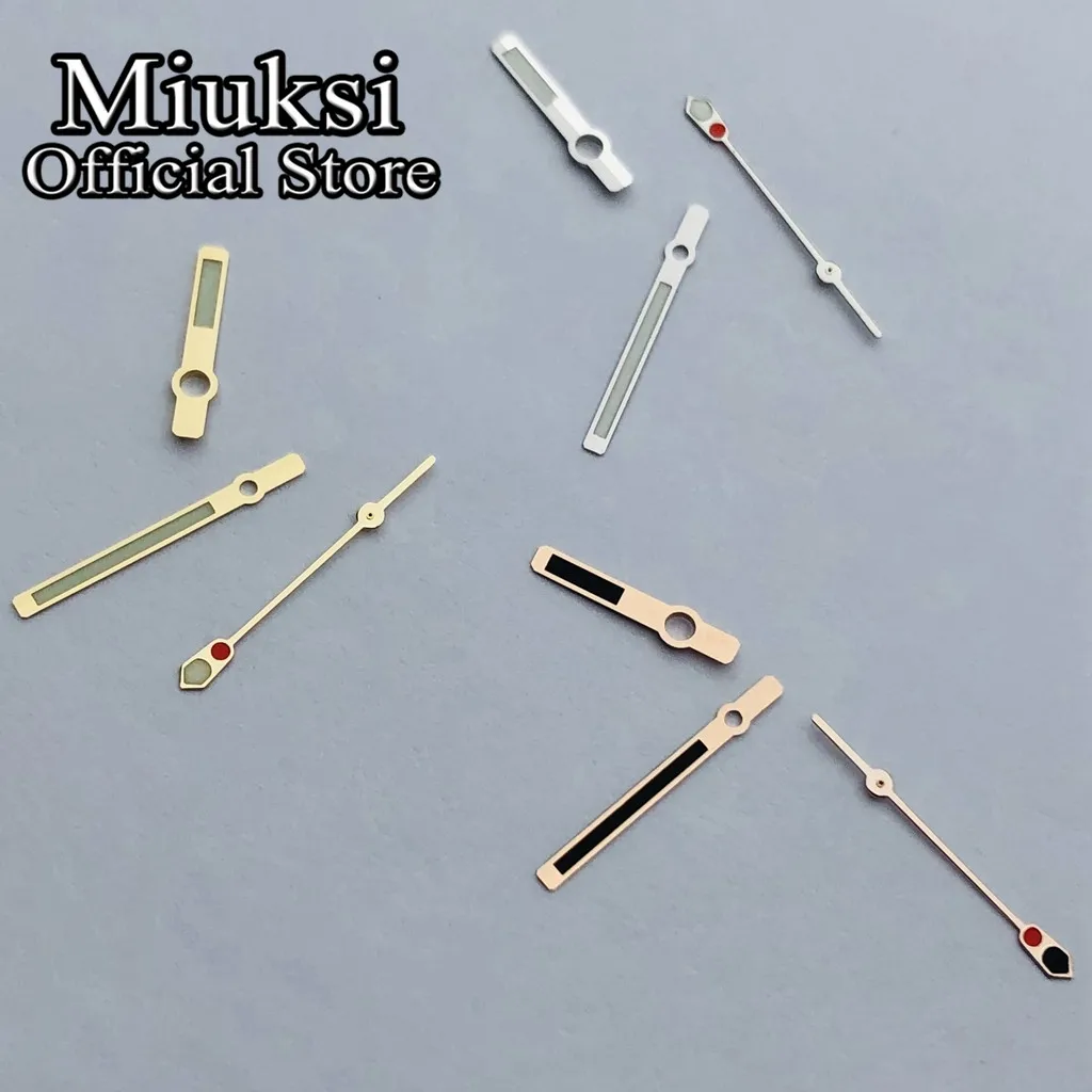 Miuksi silver rose gold watch hands green luminous hands fit NH35 NH36 movement